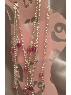 Y2K Retro On The Verge Anklet with Silver Toned Chain Pink Beads NWT 39 pieces!